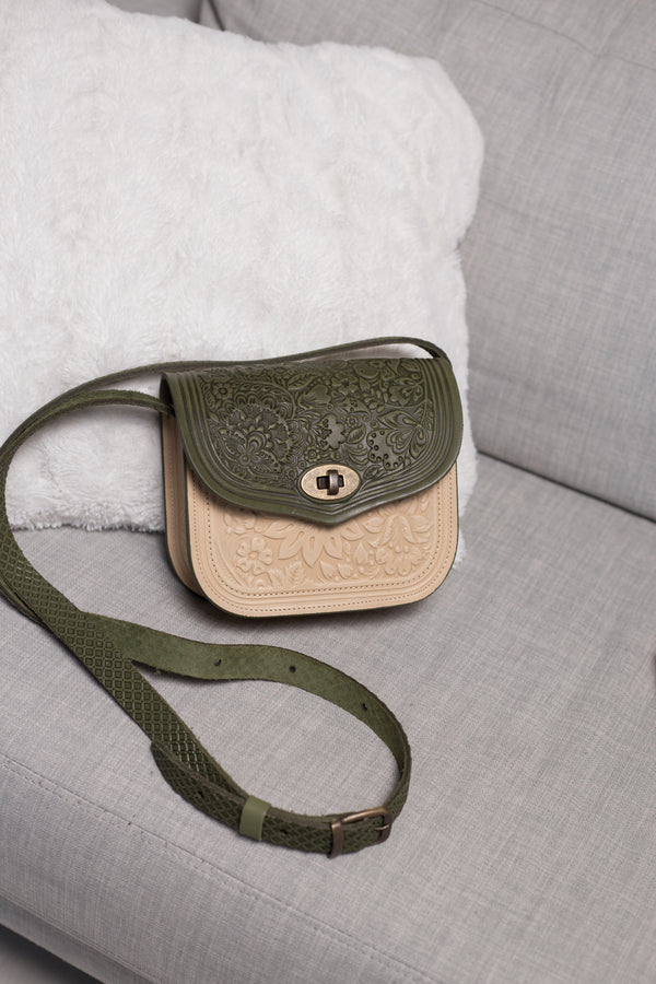 Olive & Ivory  Leather Handbag