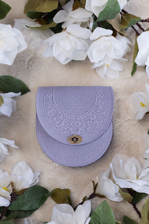 Lavender leather shoulder bag