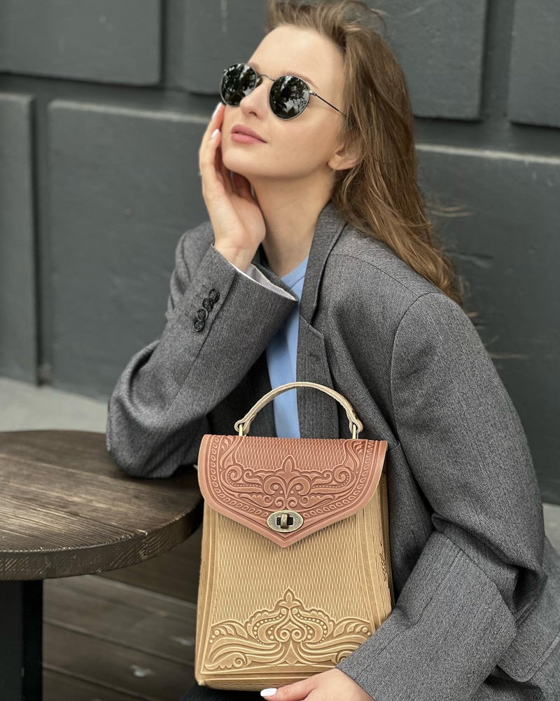 Ivory&Brown Leather Backpack