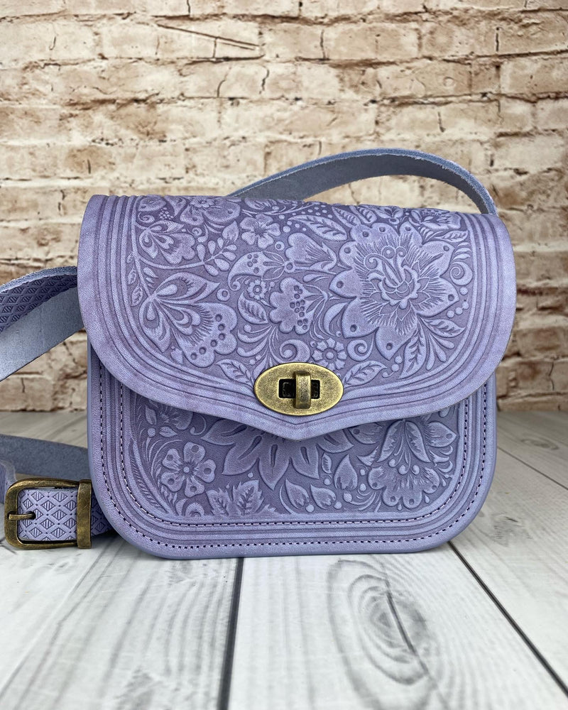 Lavender Leather Purse Handcrafted