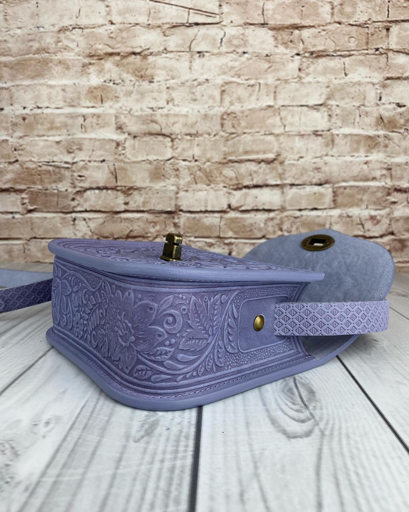 Lavender Leather Purse Handcrafted