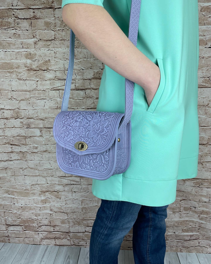 Lavender Leather Purse Handcrafted