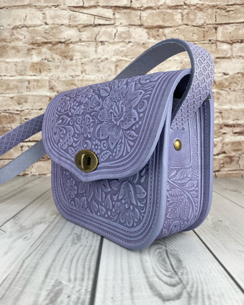 Lavender Leather Purse Handcrafted