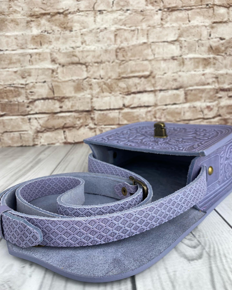 Lavender Leather Purse Handcrafted