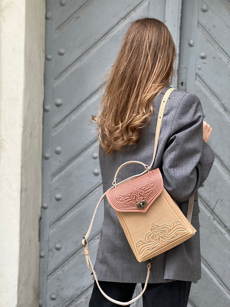 Ivory&Brown Leather Backpack