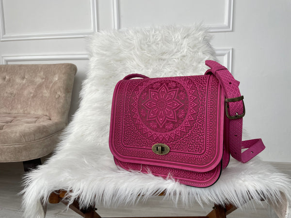 Pink Leather Shoulder Bag