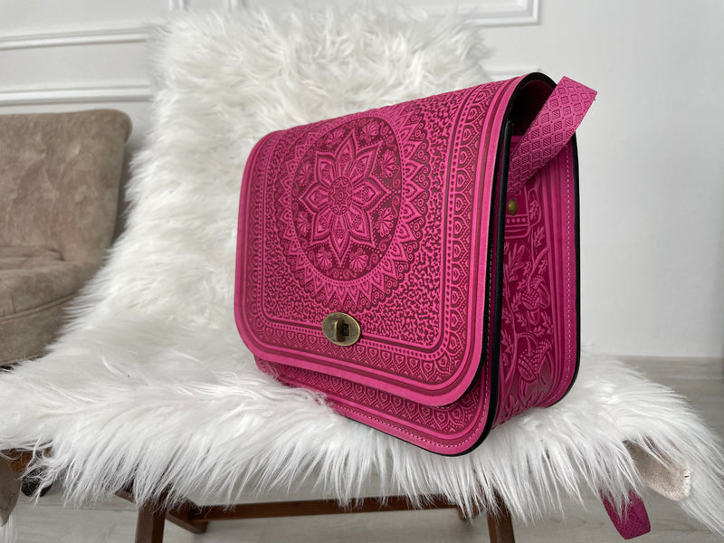 Pink Leather Shoulder Bag