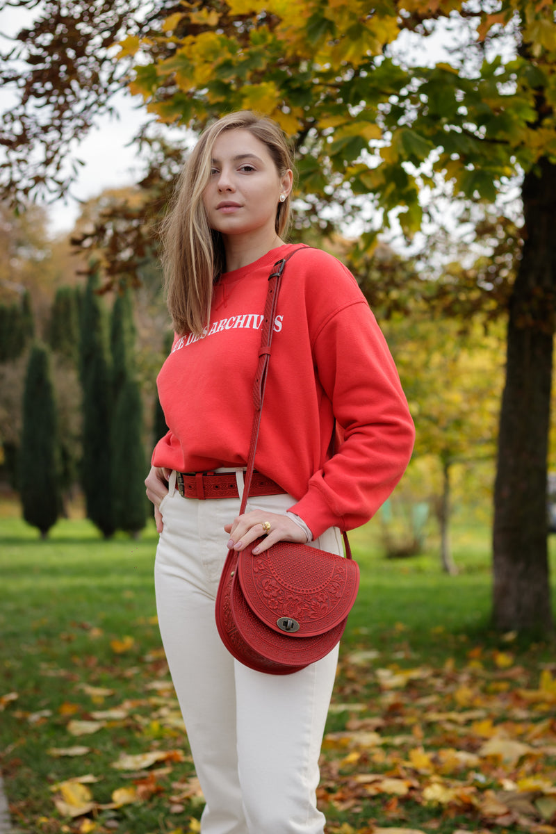 Red Leather Shoulder Bag