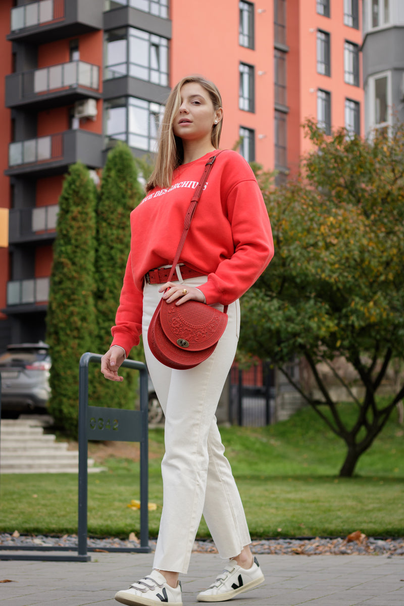 Red Leather Shoulder Bag