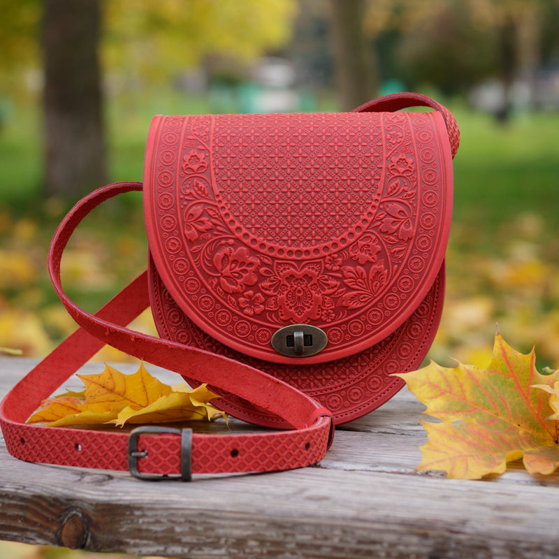 Red Leather Shoulder Bag