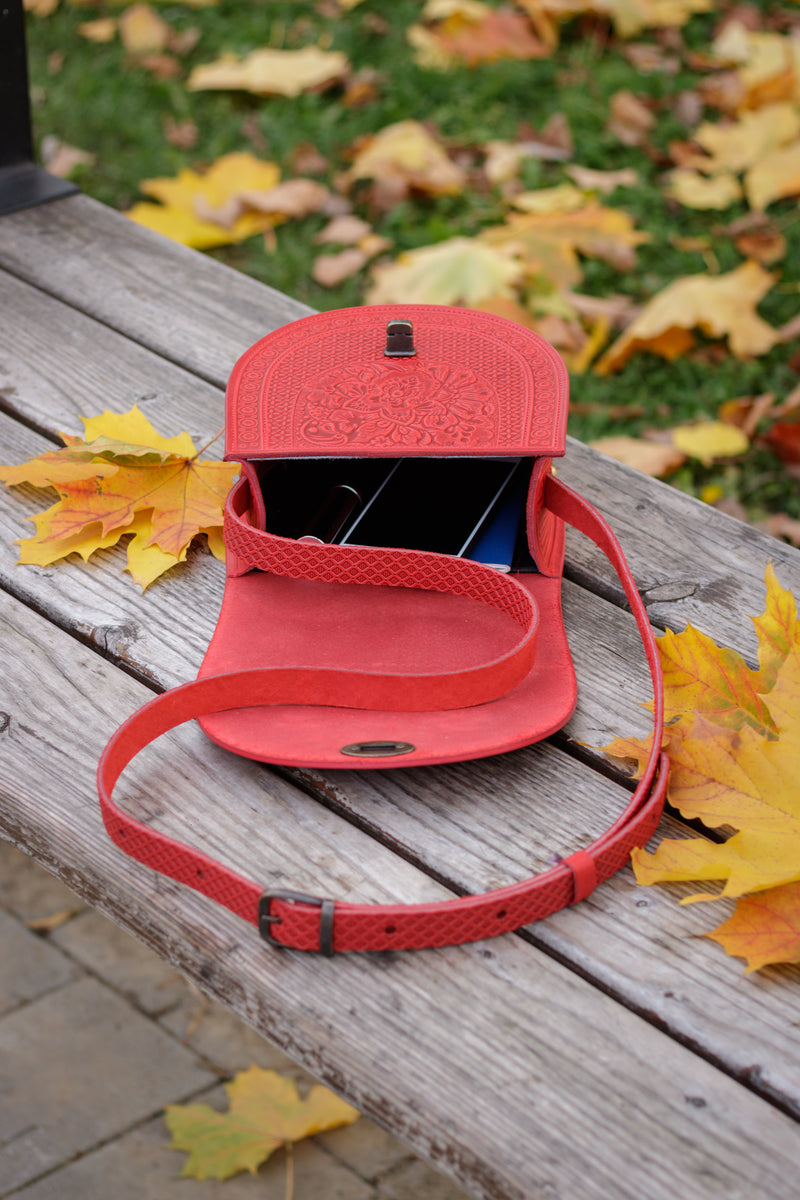 Red Leather Shoulder Bag