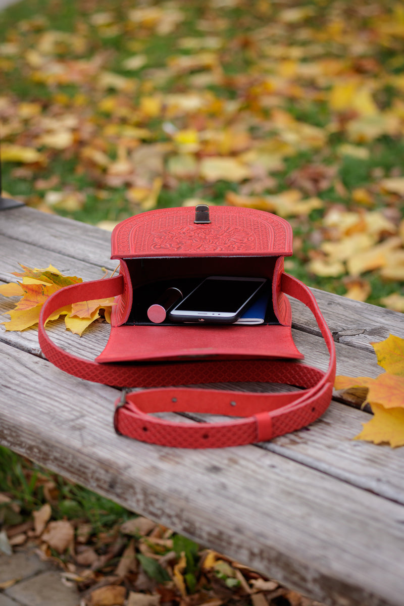 Red Leather Shoulder Bag