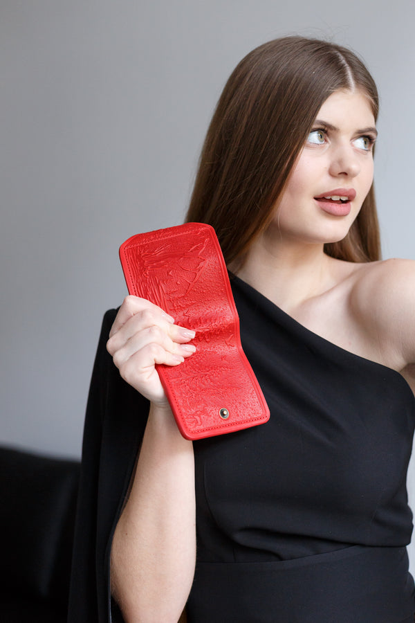 Leather wallet for women personalized,  women leather wallet, Gift,color is red