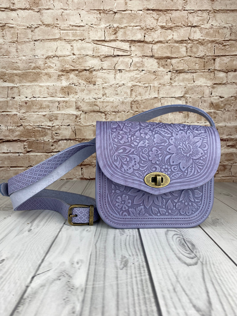 Lavender Leather Purse Handcrafted