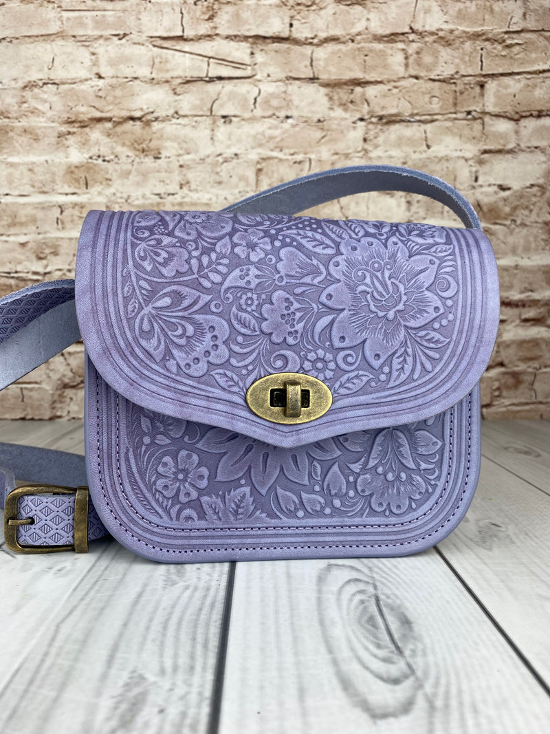 Lavender Leather Purse Handcrafted