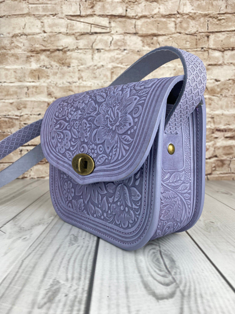 Lavender Leather Purse Handcrafted