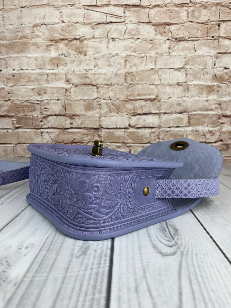 Lavender Leather Purse Handcrafted