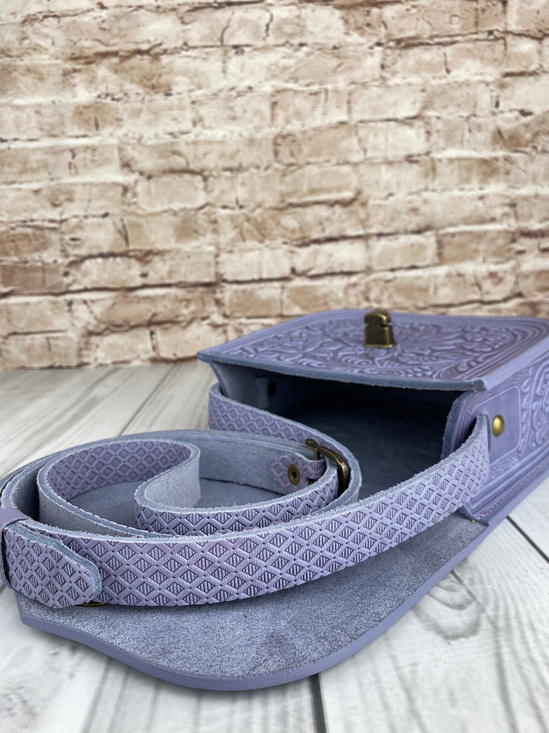 Lavender Leather Purse Handcrafted