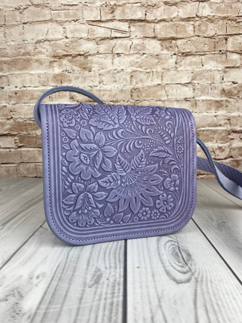 Lavender Leather Purse Handcrafted