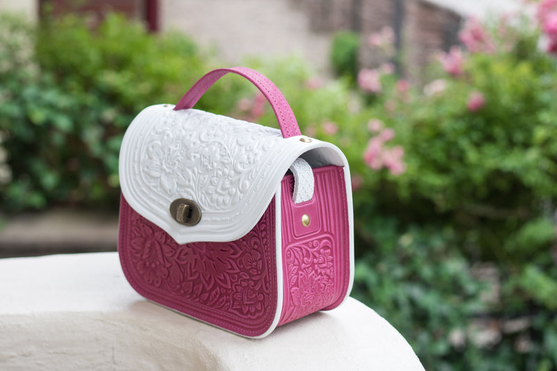 White&Pink Leather Bags Handmade