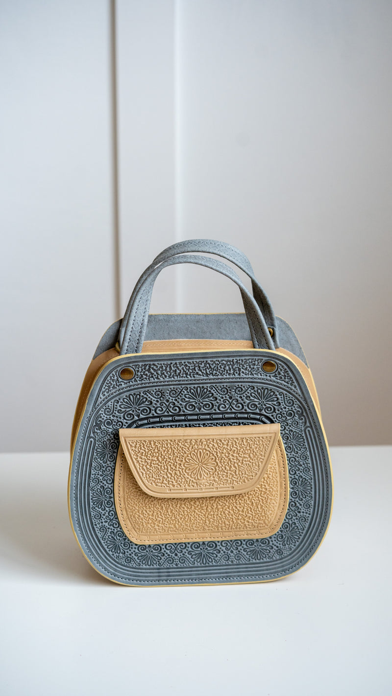 Gray-Beige Leather Bag