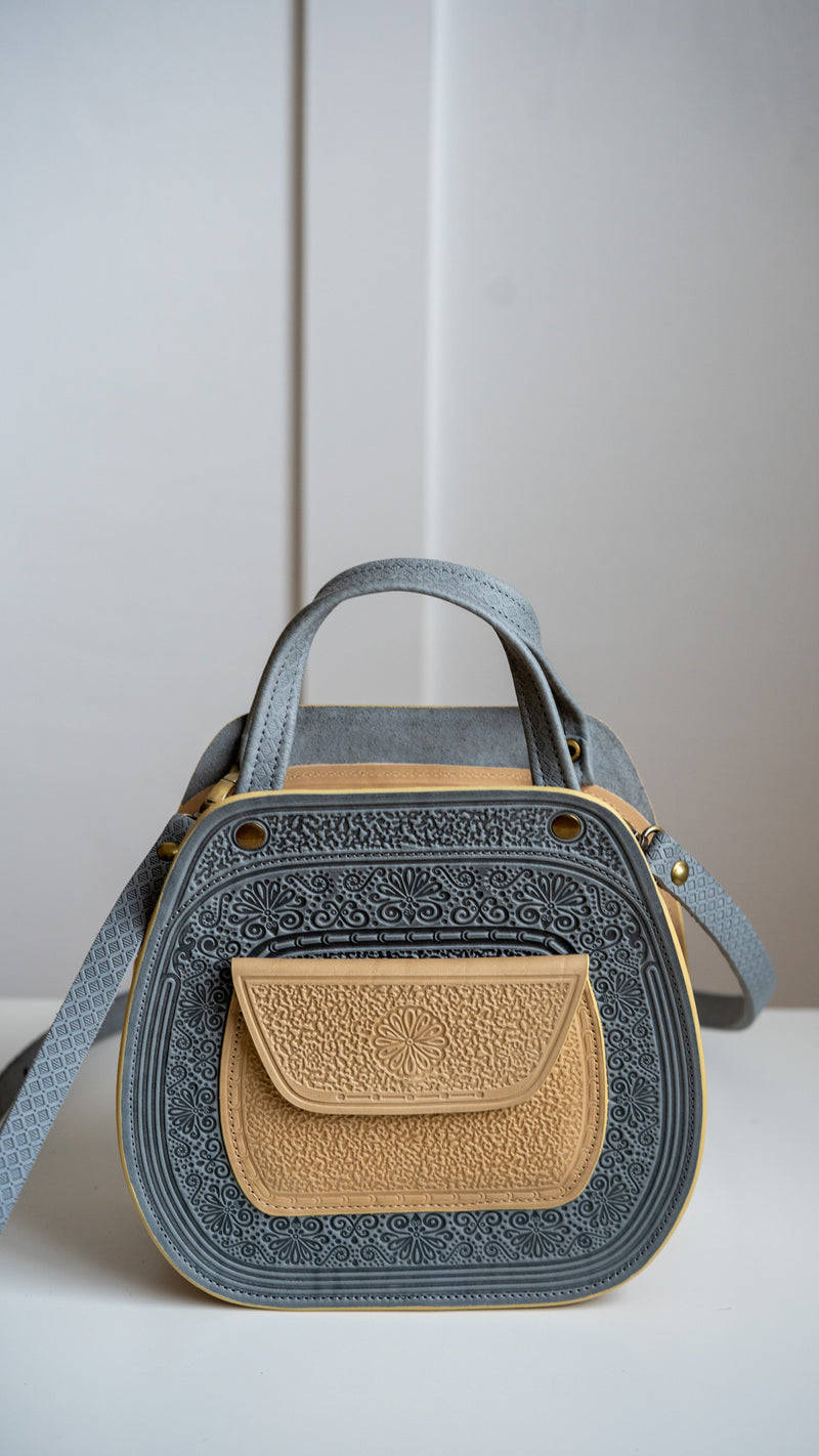 Gray-Beige Leather Bag