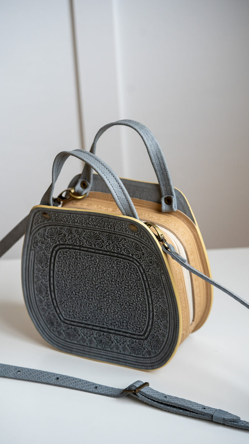 Gray-Beige Leather Bag