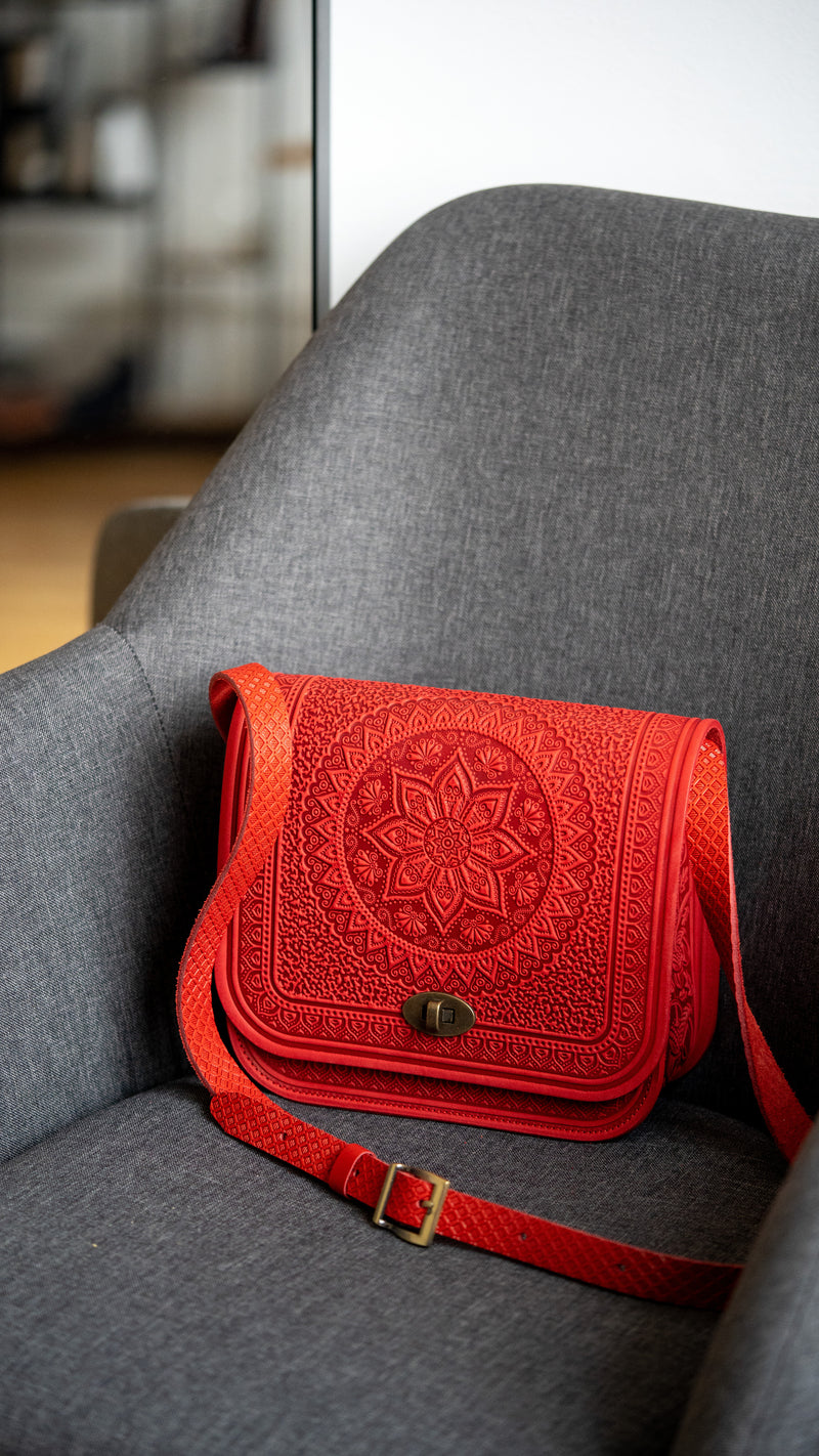 Red Leather Shoulder Bag