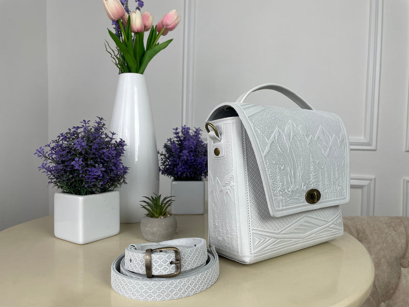 White Leather Satchel Bag