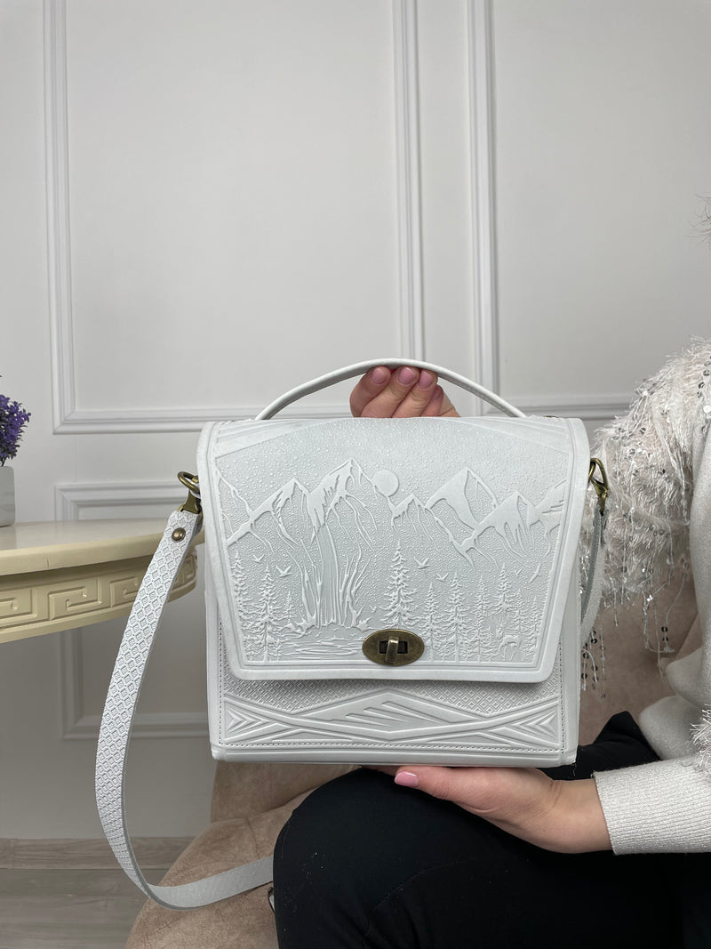 White Leather Satchel Bag