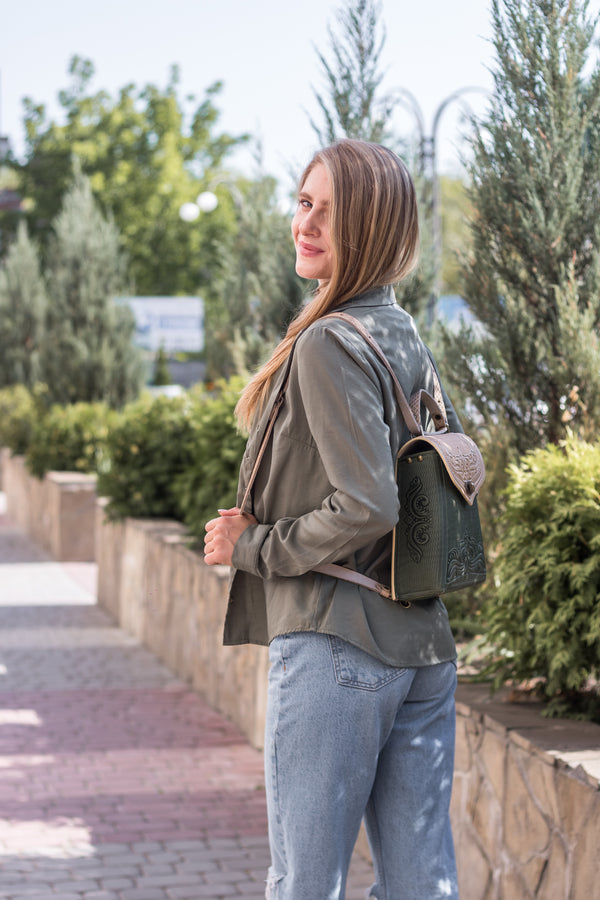 Ivory&Olive Leather Backpack Handmade