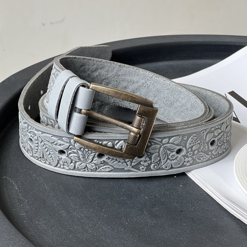 Gray Leather Belt