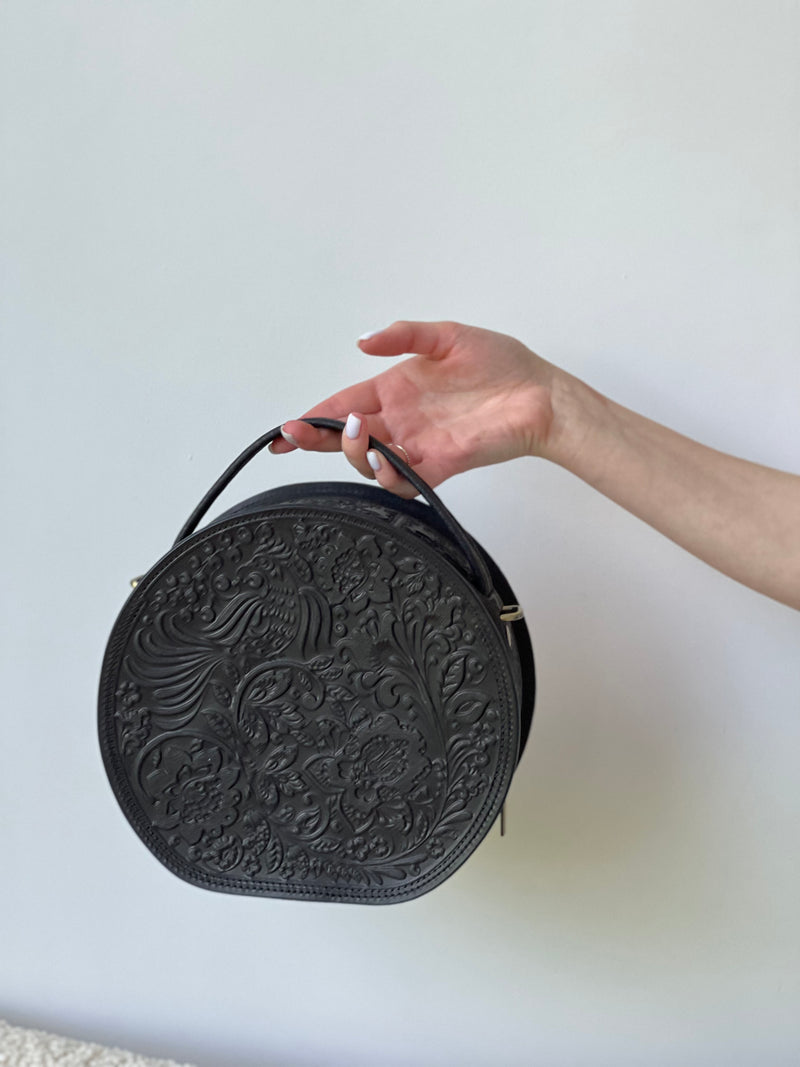 Black Leather Shoulder Bag Handmade