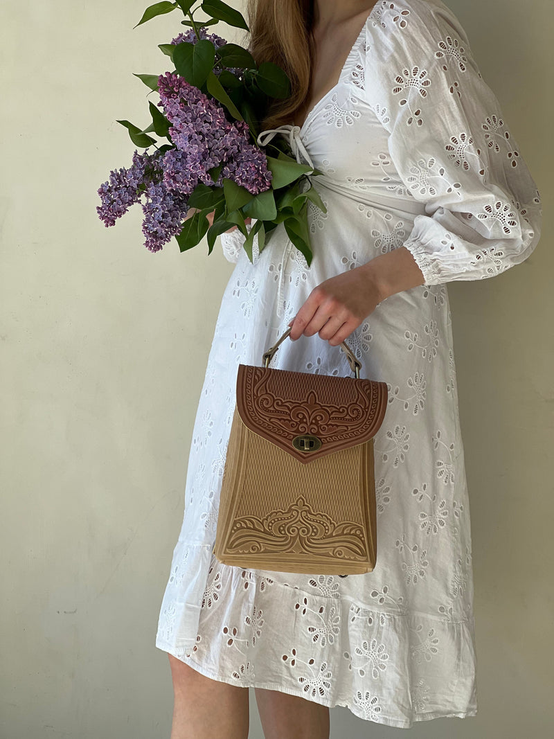 Ivory&Brown Leather Backpack