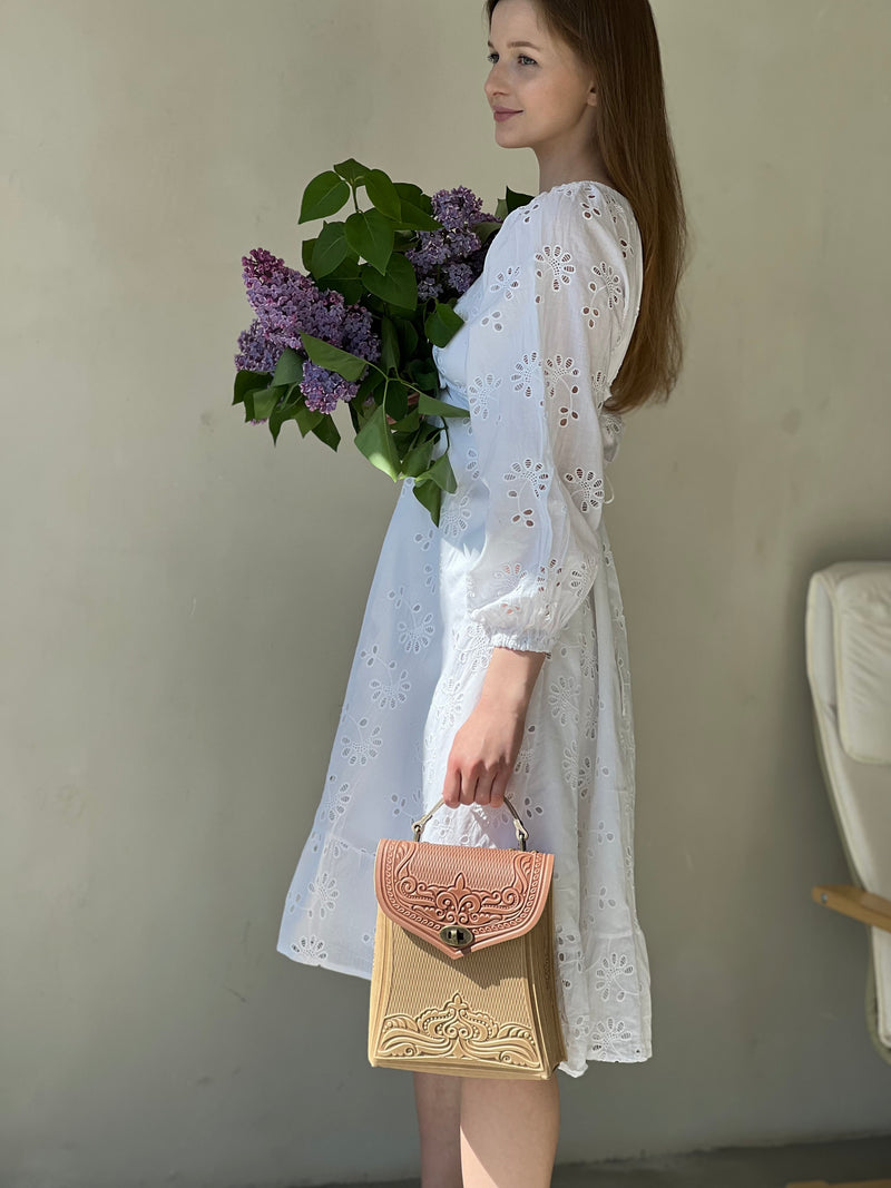 Ivory&Brown Leather Backpack