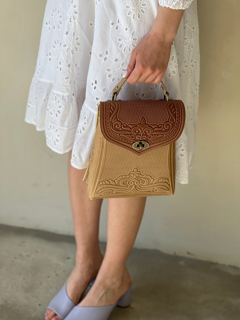 Ivory&Brown Leather Backpack