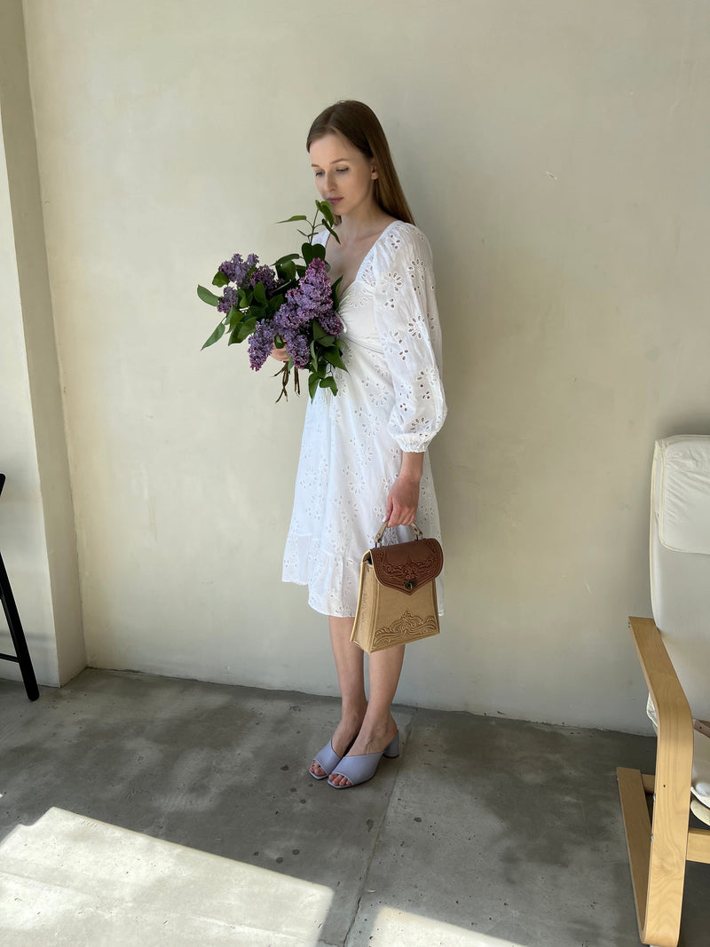 Ivory&Brown Leather Backpack