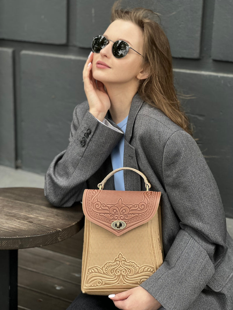 Ivory&Brown Leather Backpack