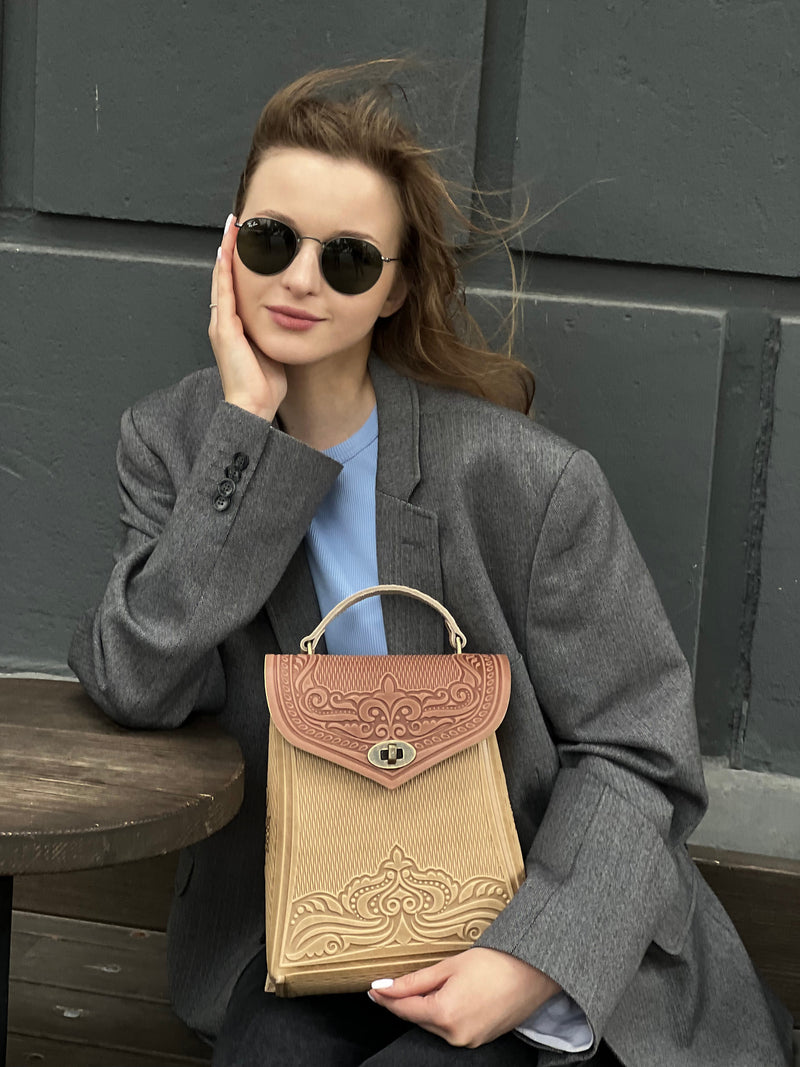 Ivory&Brown Leather Backpack