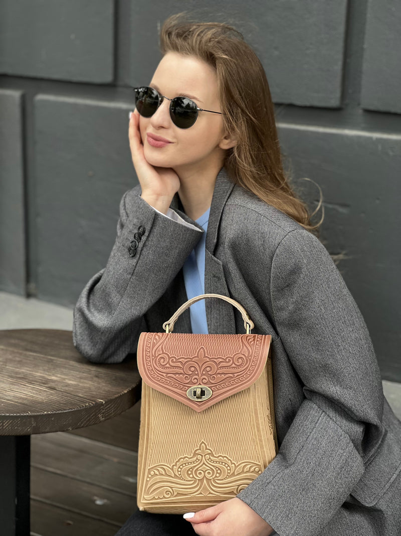 Ivory&Brown Leather Backpack