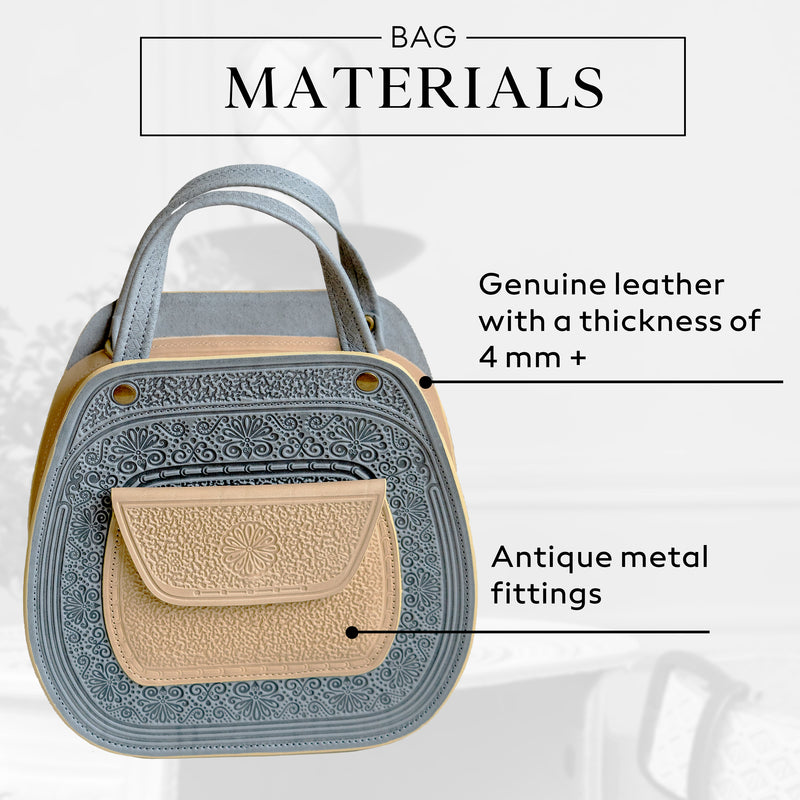 Gray-Beige Leather Bag