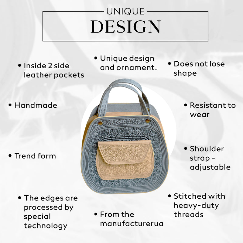 Gray-Beige Leather Bag