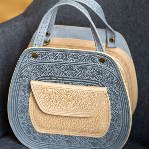 Gray-Beige Leather Bag