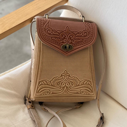 Ivory&Brown Leather Backpack