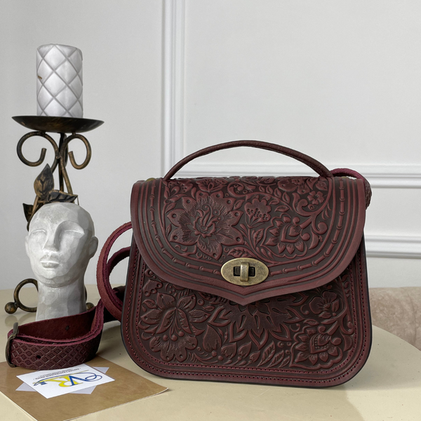 Burgundy Handmade Leather Handbag