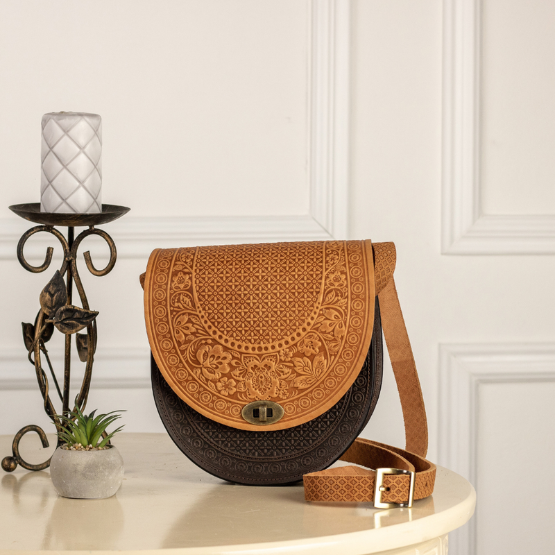 Ivory&Brown Shoulder Handbag