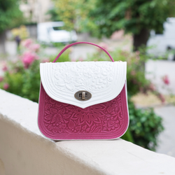 White&Pink Leather Bags Handmade