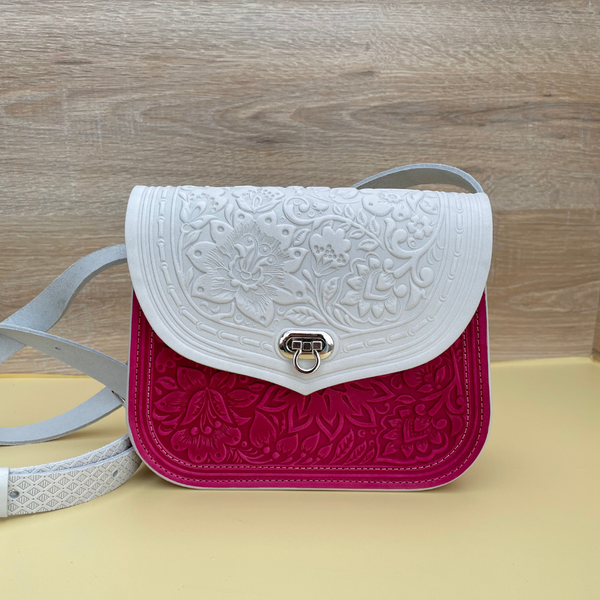 White&Pink Leather Bags Handmade