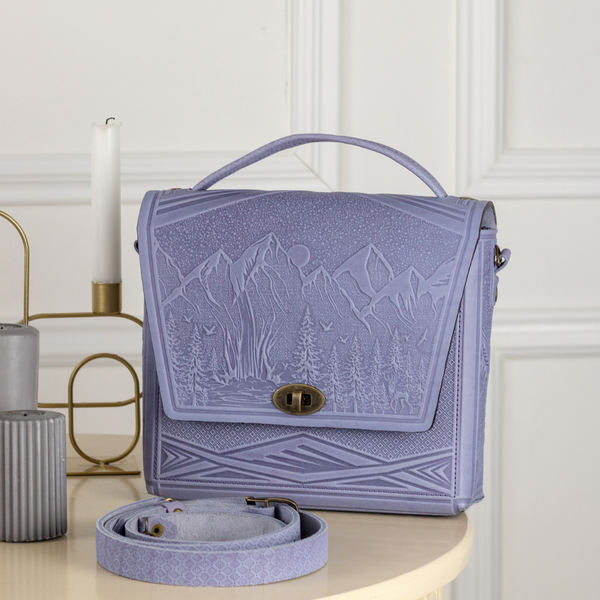 Lavender Leather Satchel Bag