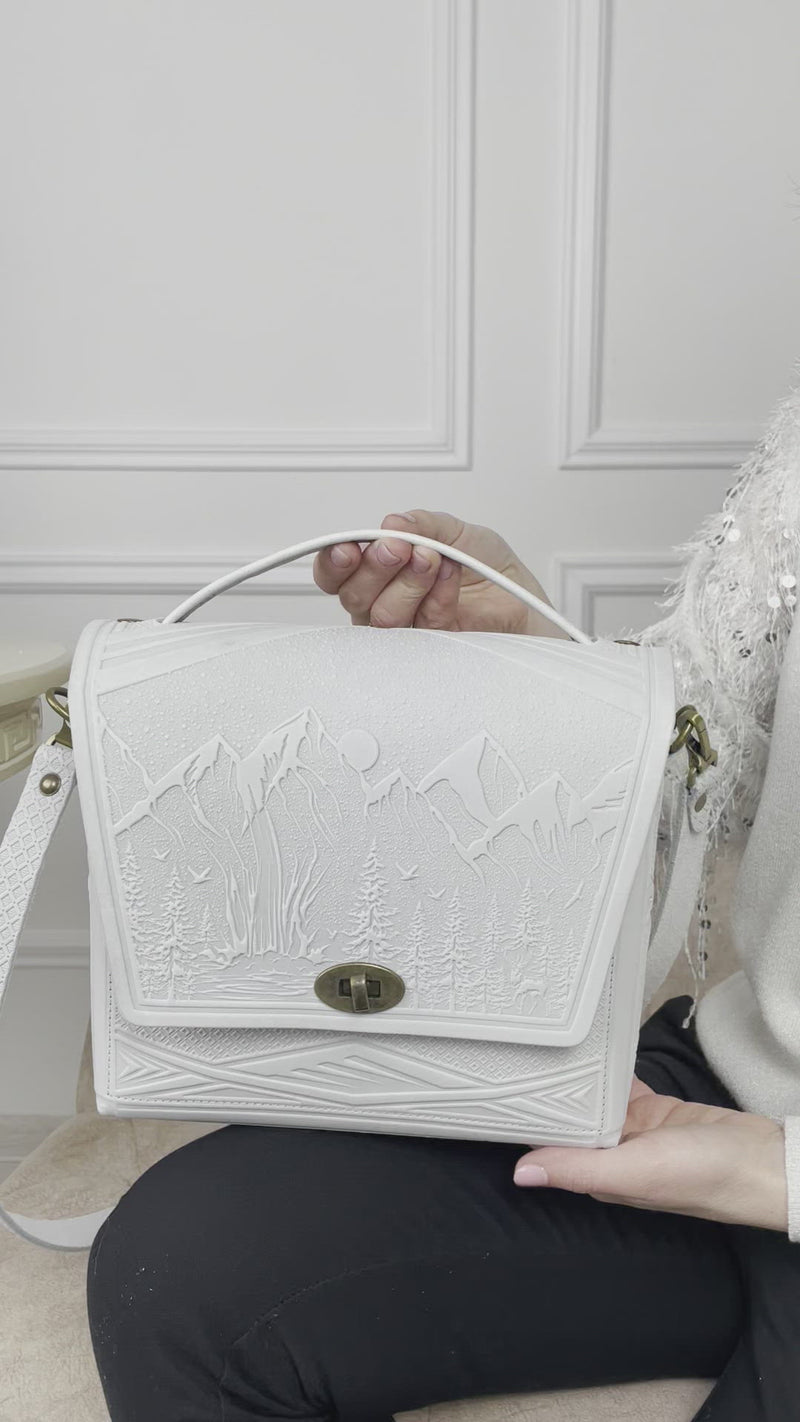 White Leather Satchel Bag